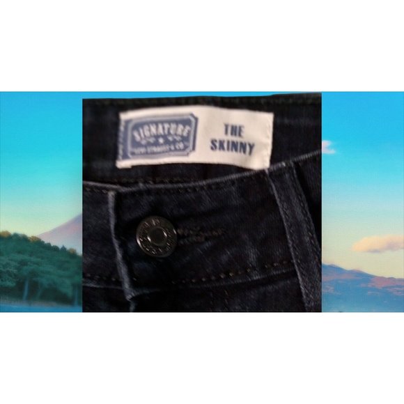 Signature Jeans Womans 10 Large Low Rise Ankle Skinny Pants Dark Wash - Picture 5 of 13